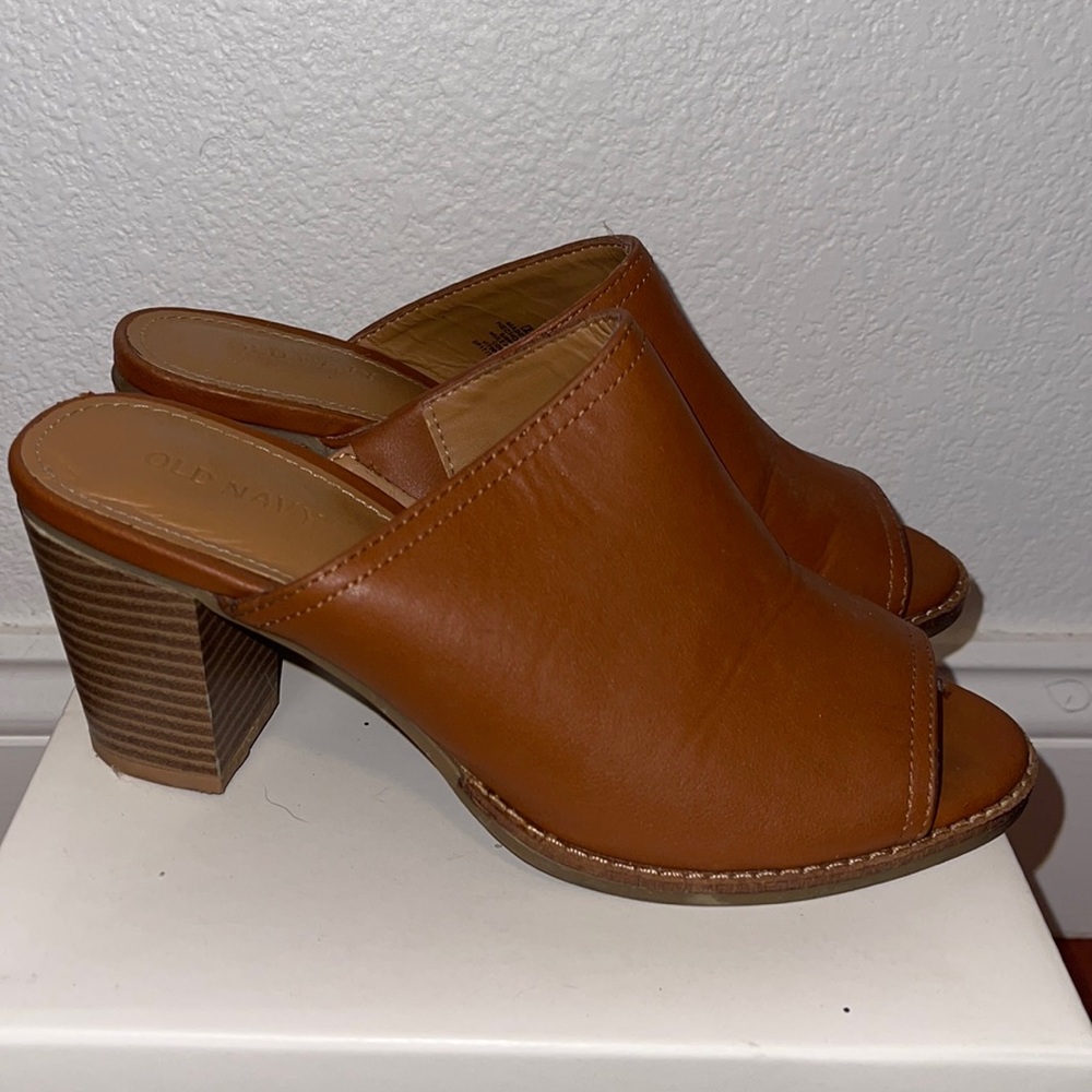 Brown slide on heels